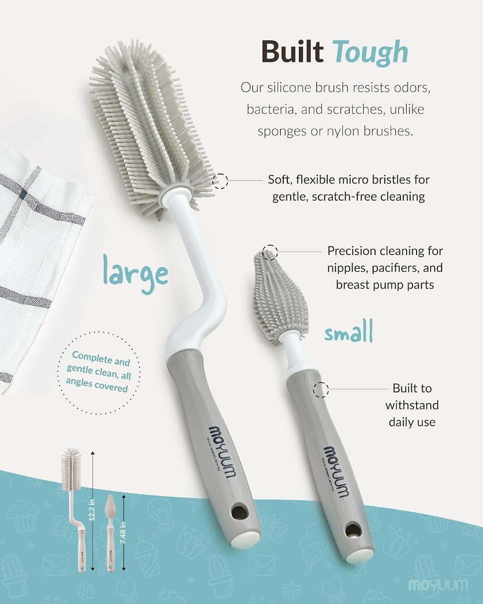 Moyuum Silicone Bottle Cleaning Brush Set with Rotating Handle - Mint - Image 3