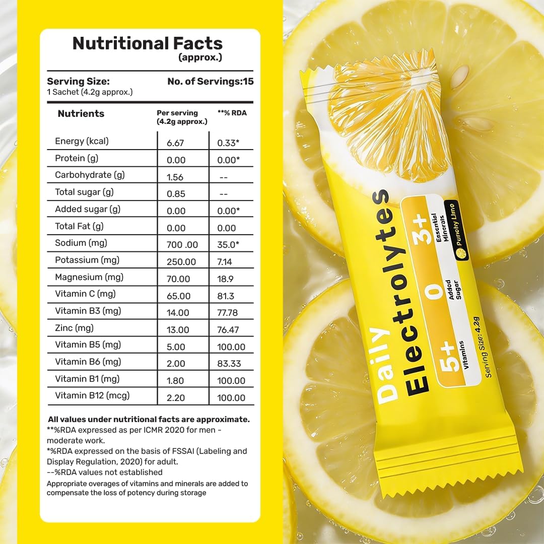 What's Up Daily Electrolytes Sachets - Punchy Lime Flavour, 15 Pack - Image 8