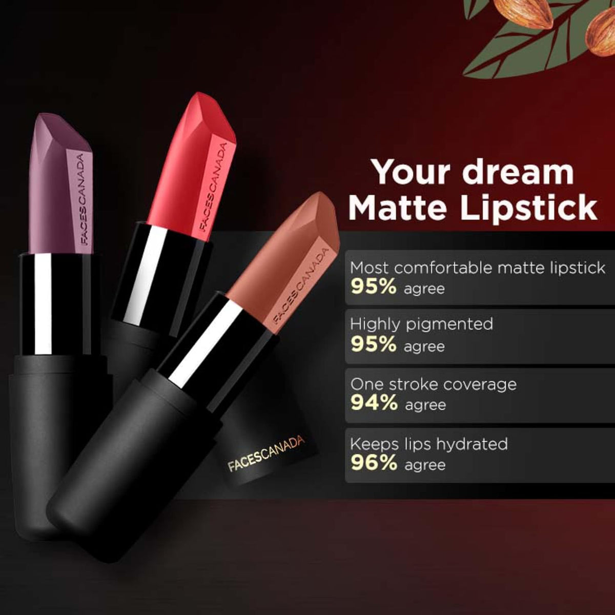 Faces Canada Weightless Matte Finish Lipstick Kissed Ruby 4.5g - Image 5