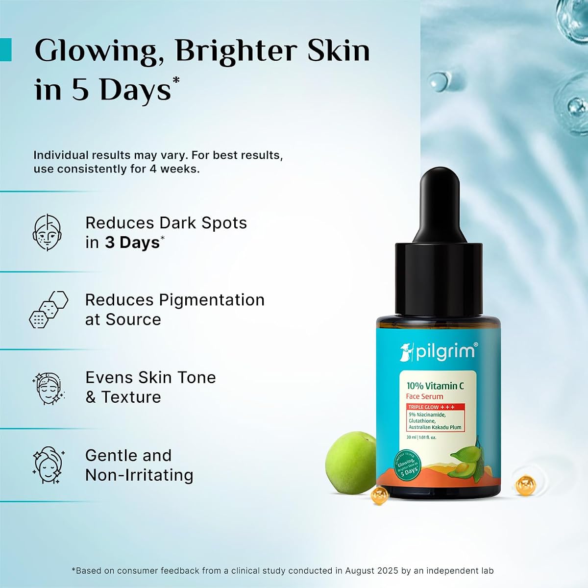 Pilgrim Face Serum with 10% Vitamin C for Glowing Skin - 30 ml - Image 4