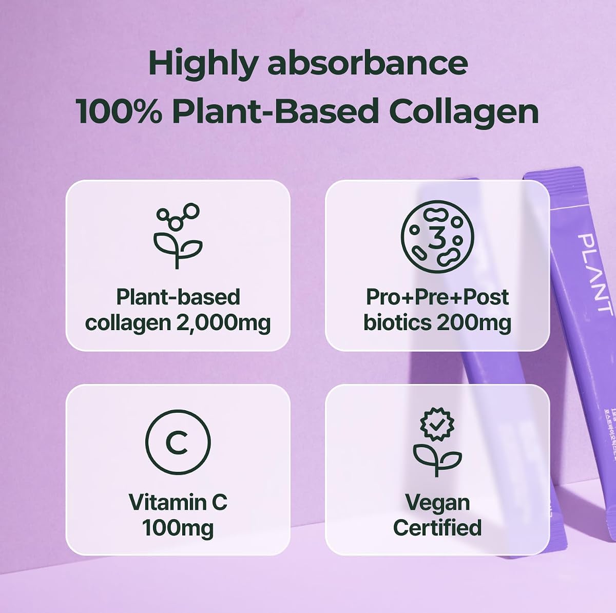 PLANT Vegan Collagen Probiotic Jelly - Grape Flavour, 15 Sachets - Image 3