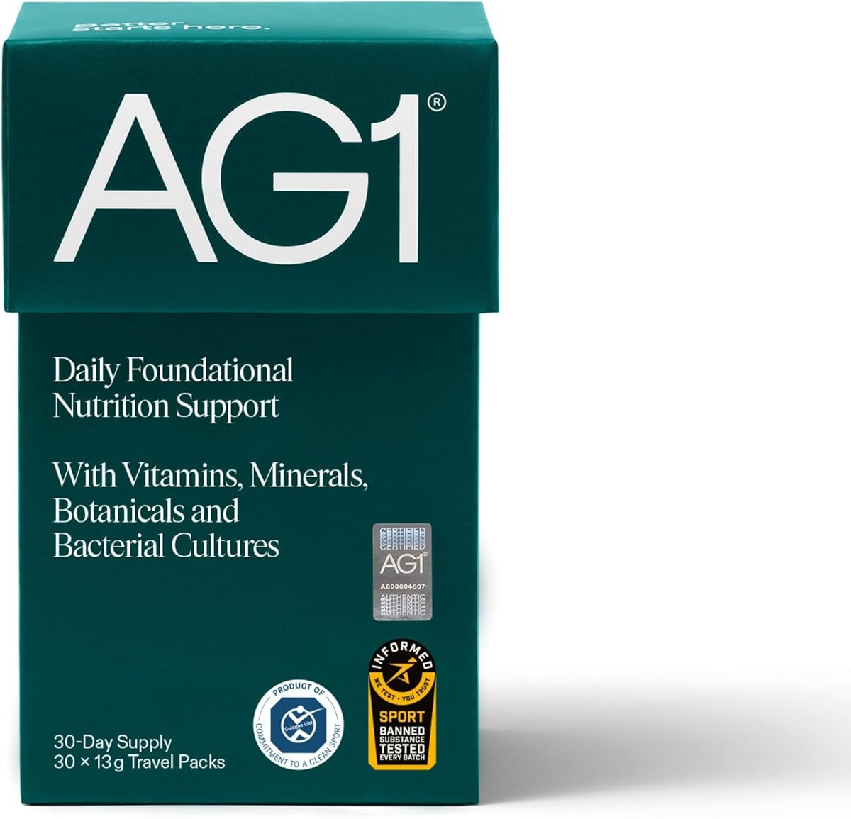 AG1 Ultimate Daily Greens Supplement Powder - Whole Food Sourced, Vegan, 30 Travel Packs