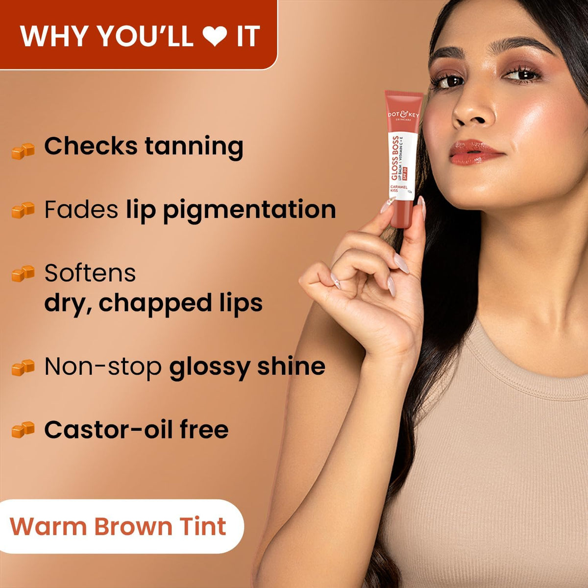 Dot & Key Gloss Boss Lip Balm - Caramel Kiss, 12g - Image 4