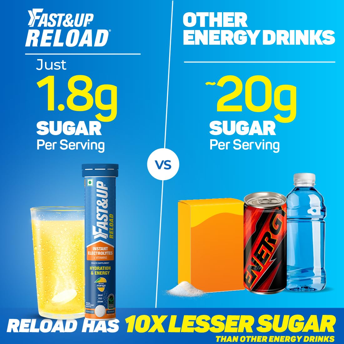 Fast & Up Reload Mango - Electrolyte Hydration Drink, 500g - Image 3