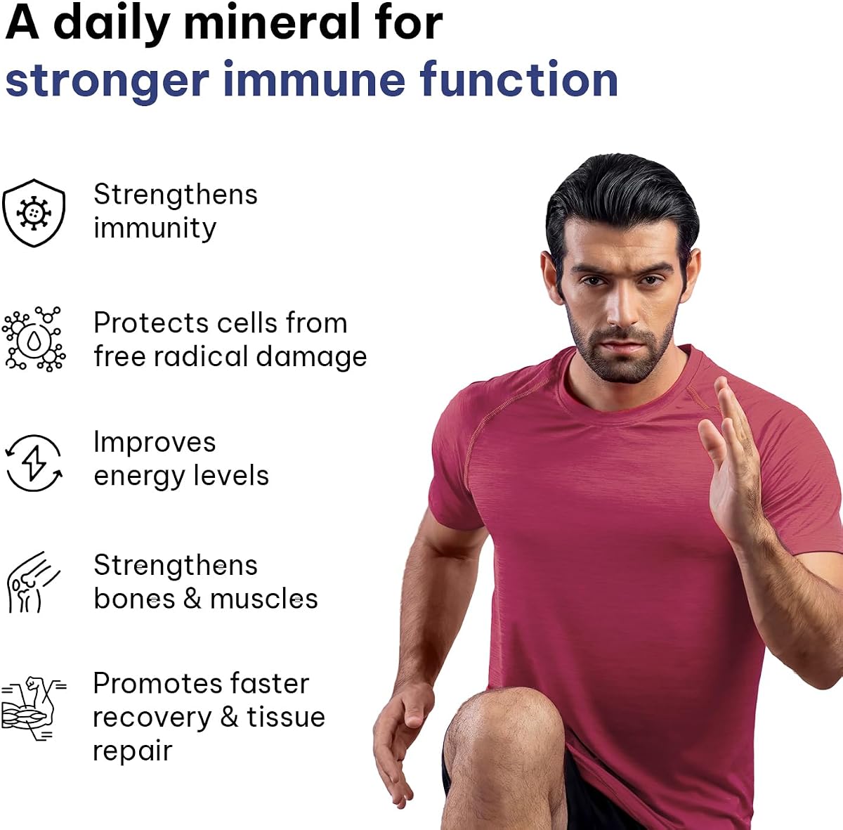 HK Vitals Zinc Supplements with Vitamin C & D3 - 60 Tablets - Image 3