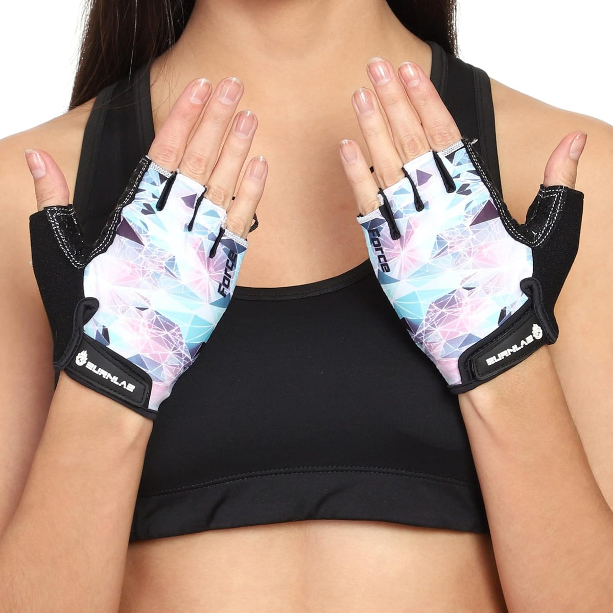 Burnlab Flex Gym Gloves - Weightlifting & Cycling - Medium White & Green - Image 4