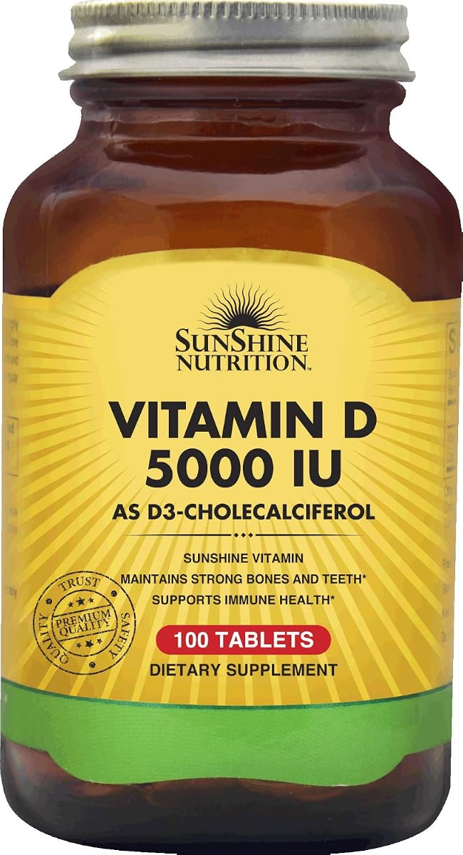 Sunshine Nutrition Vitamin D 5000 IU Tablets - 100 Count