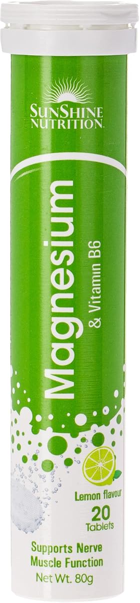 Sunshine Nutrition Magnesium + Vitamin B6 Effervescent Tablets - Stress Support, 20 Pack - Image 2