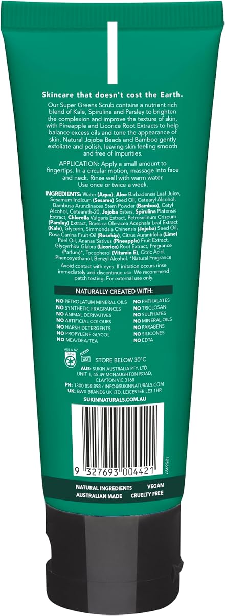 Sukin Super Greens Detoxifying Facial Scrub - 125ml - Image 2