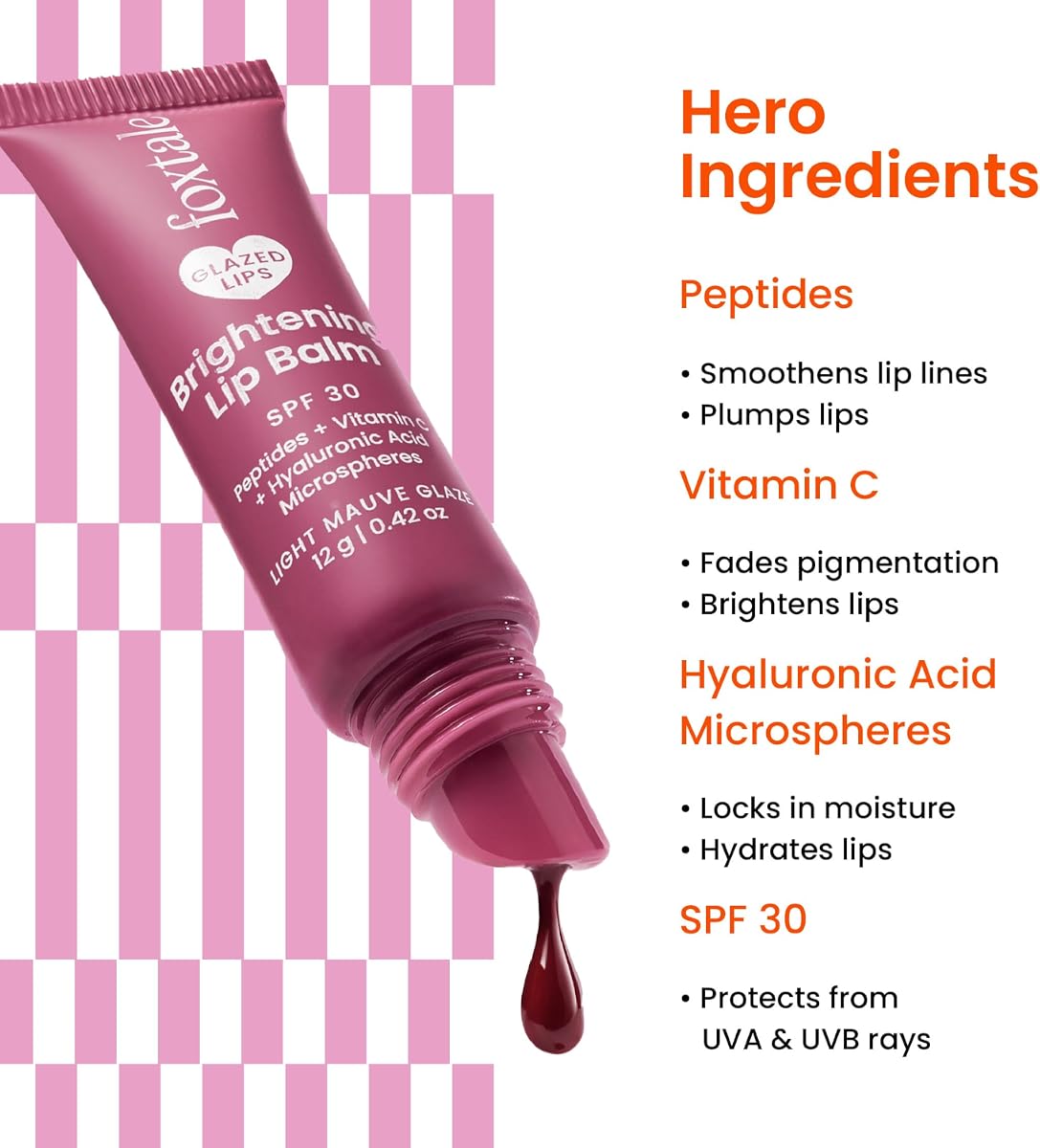 Foxtale Brightening Lip Balm with Vitamin C & Peptides - SPF 30, Light Mauve Glaze, 12g - Image 3