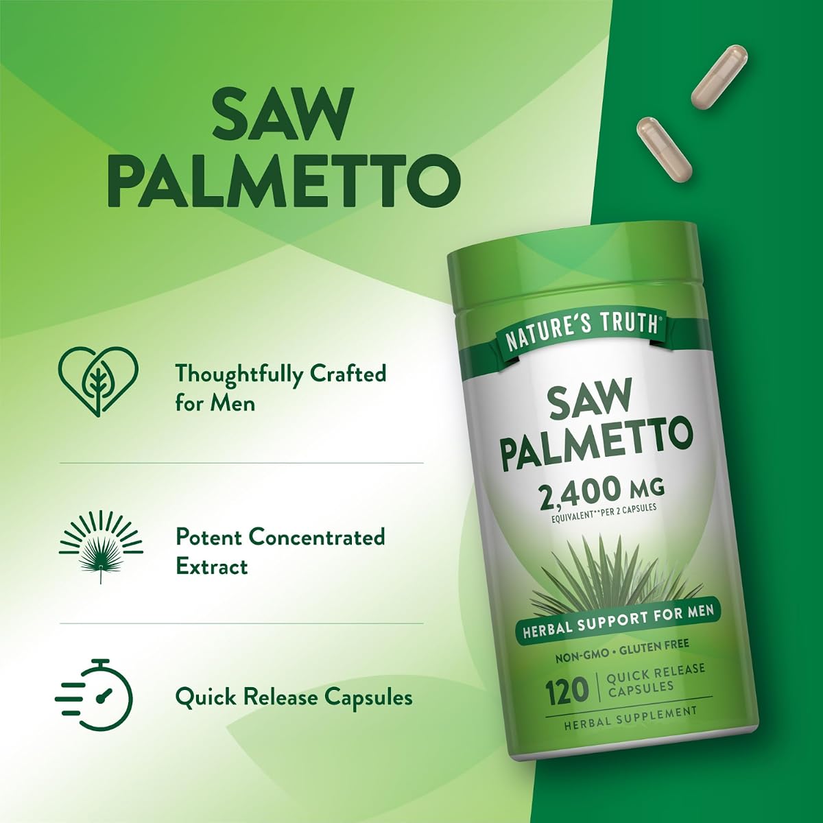 Nature's Truth Saw Palmetto Herbal Complex - 120 Capsules - Image 5