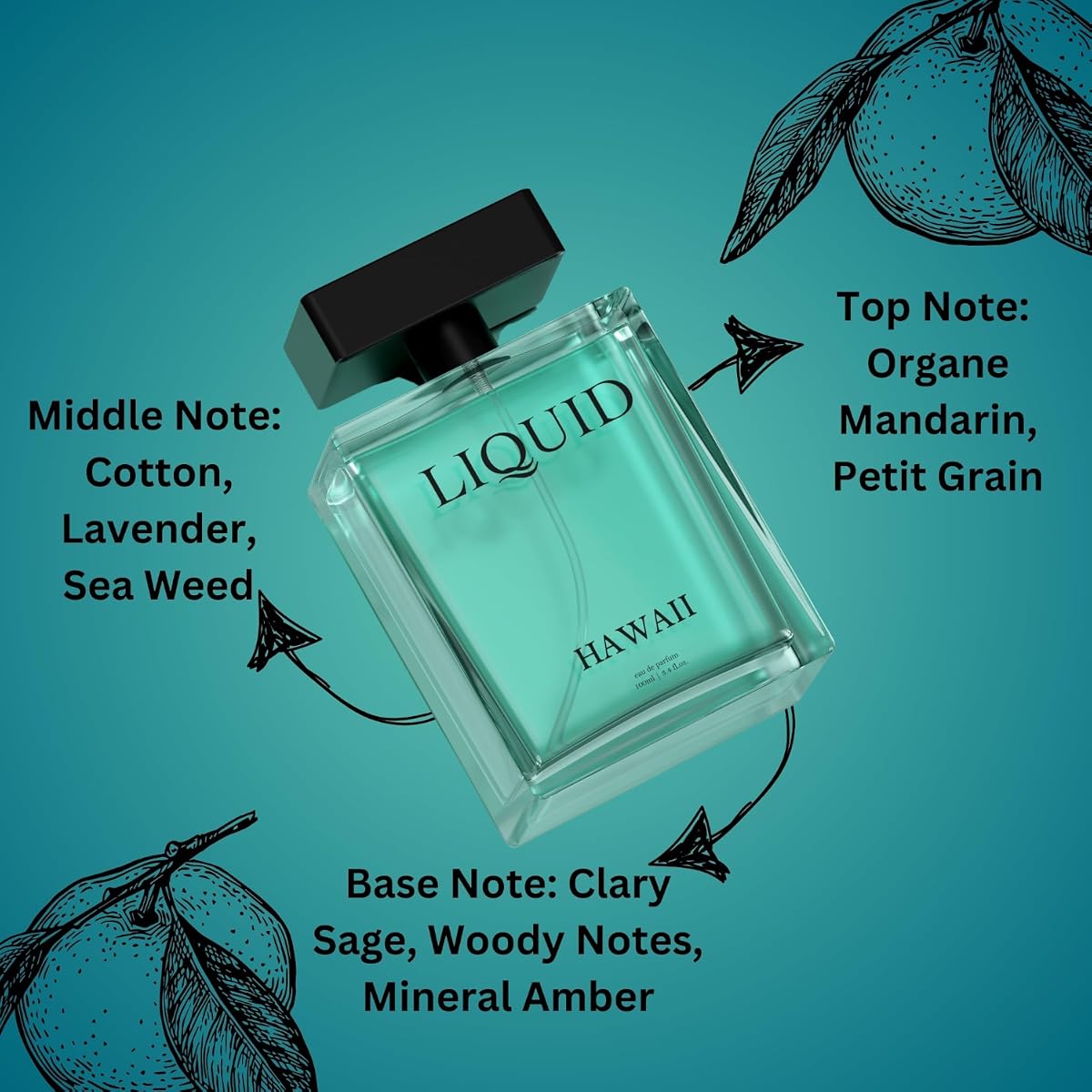 Liquid Hawaii Eau de Parfum for Men - Floral and Patchouli 90ml - Image 5