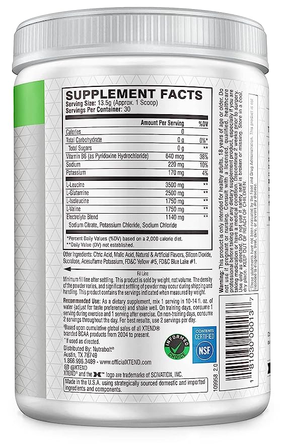 XTEND Original BCAA Powder Smash Apple - Sports Nutrition Supplement - 30 Servings - Image 2