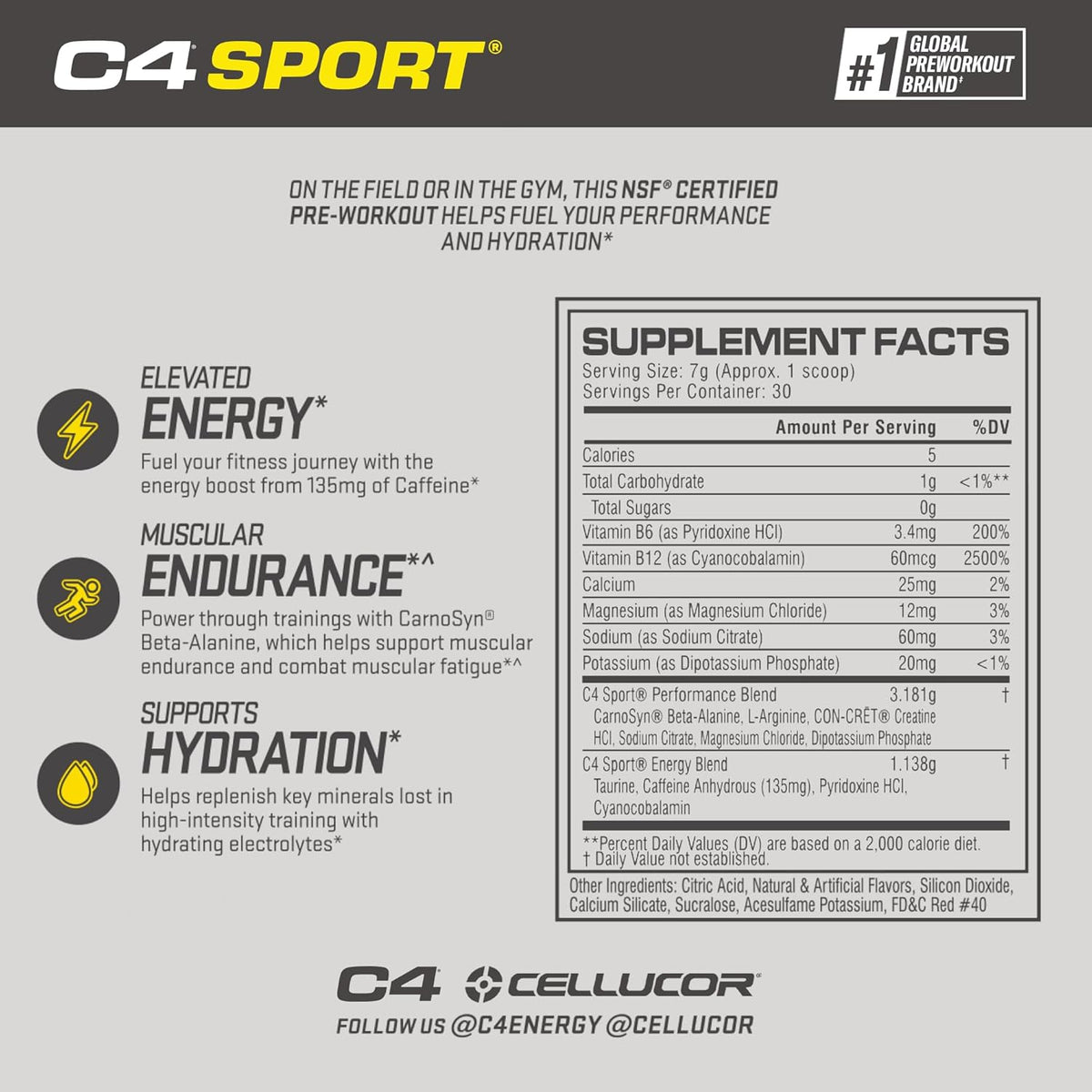 Cellucor C4 Sport Pre-Workout Powder, Fruit Punch - 30 Servings - Image 2