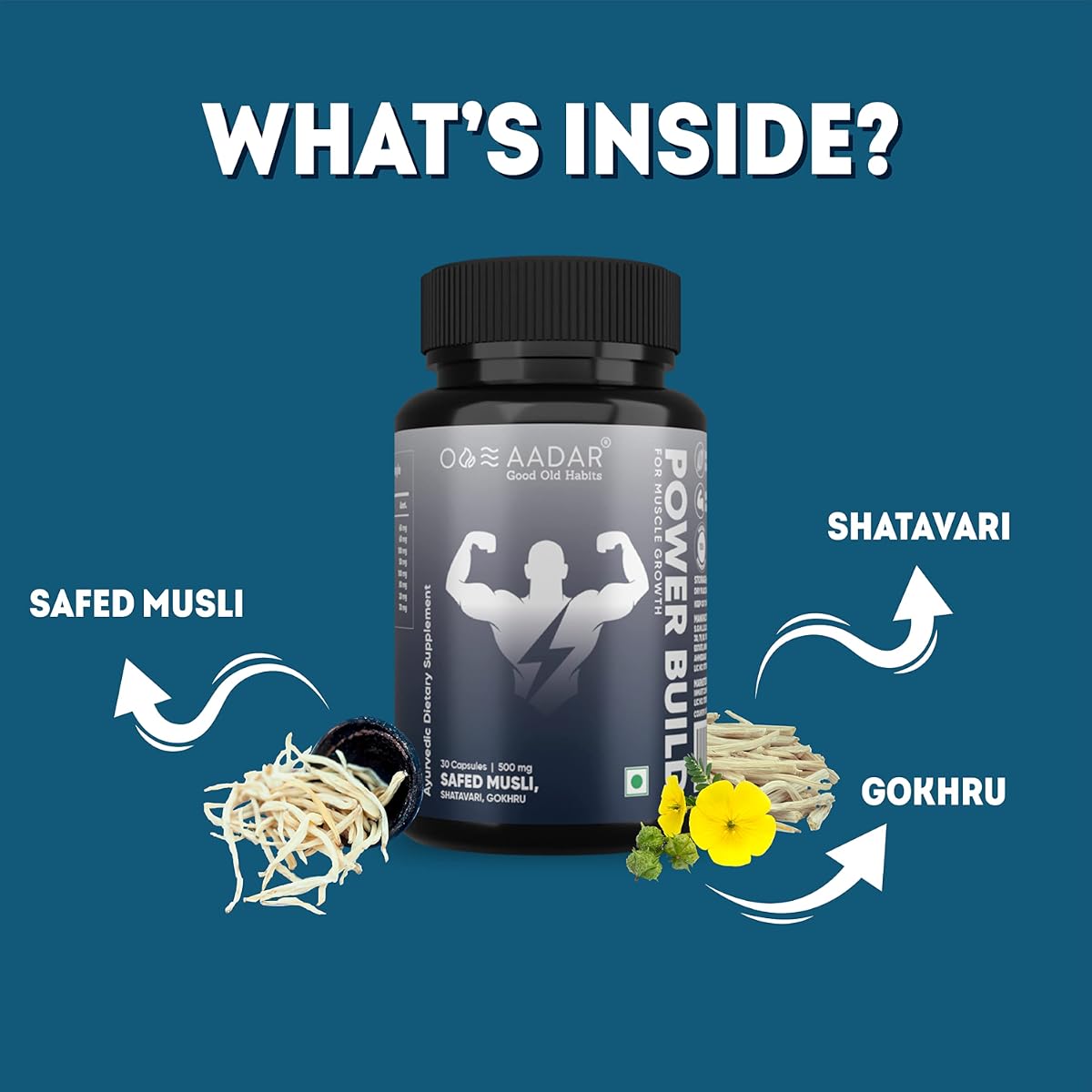 Aadar Power Build Ayurvedic Muscle Mass Gainer - 30 Capsules - Image 3