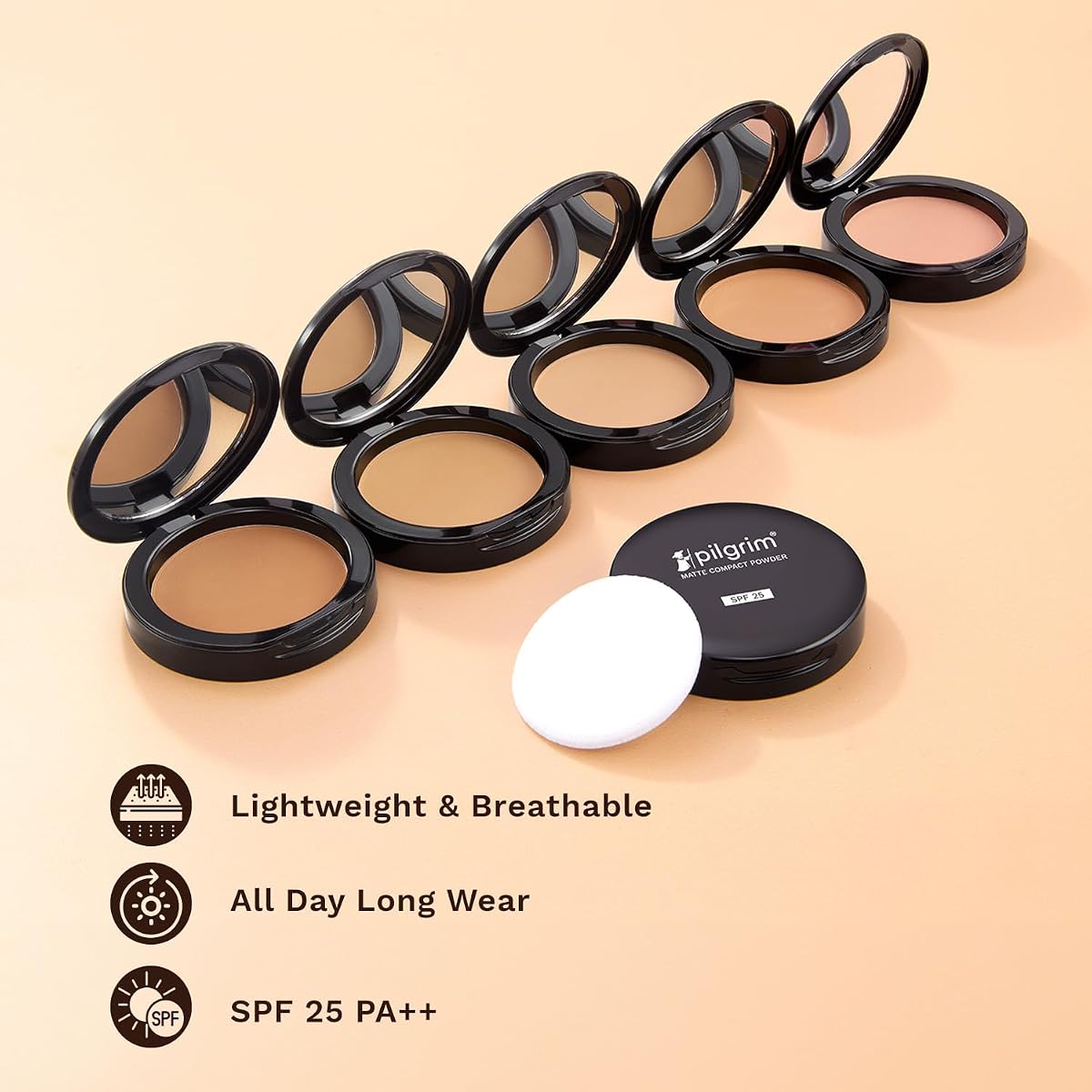 Pilgrim Compact Powder Matte Finish SPF 25, 7g - Honey-15 - Image 6