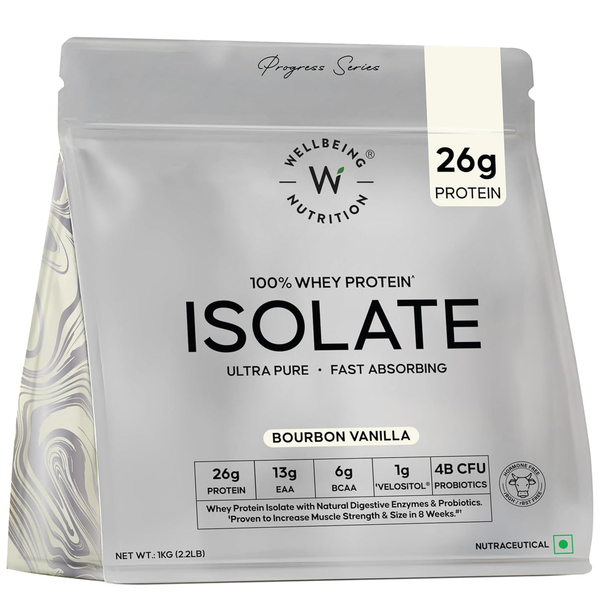Wellbeing Nutrition Whey Protein Isolate - Bourbon Vanilla, 1 Kg - 28 Servings