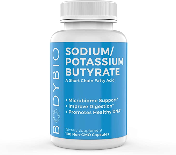 BodyBio Butyrate Capsules with Sodium & Potassium - Gut Health Support - 100 Capsules