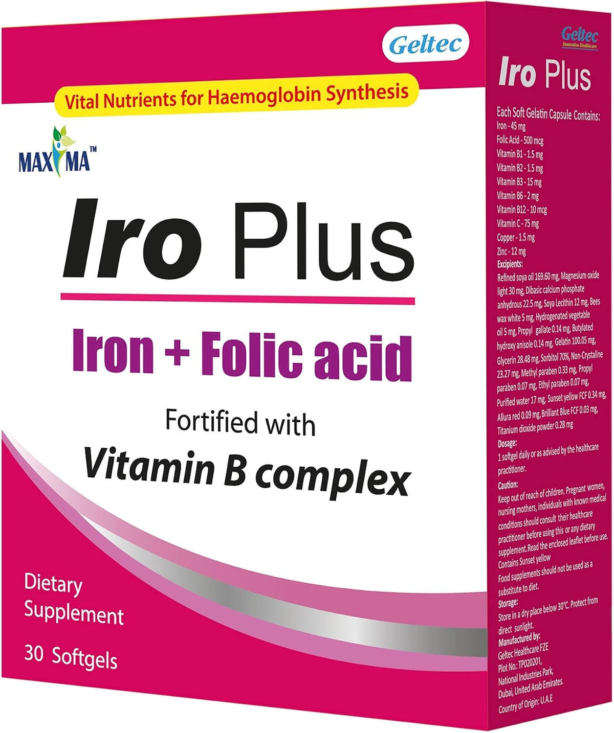 MAXIMA Iro Plus Vitamin B Complex Softgels 30's