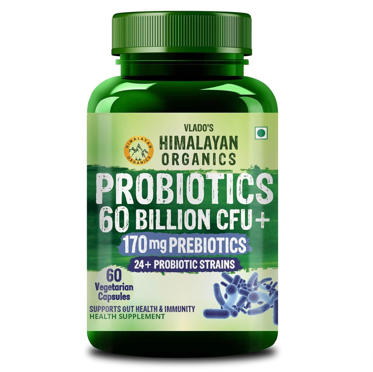Himalayan Organics Probiotics for Men - 60 Billion CFU, 60 Capsules