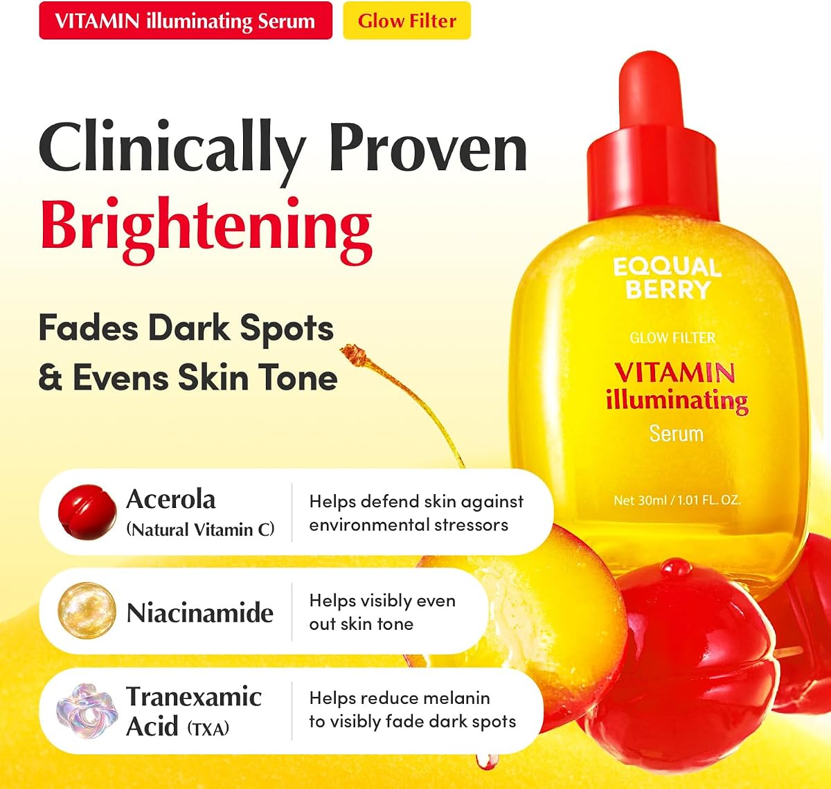 Eqqualberry Vitamin Illuminating Serum - Vitamin C & Niacinamide, 30ml - Image 3