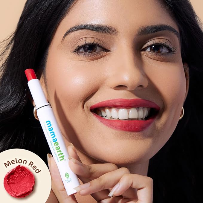 Mamaearth Lipstick Melon Red - Vibrant Colour Cosmetics - 2gm - Image 2