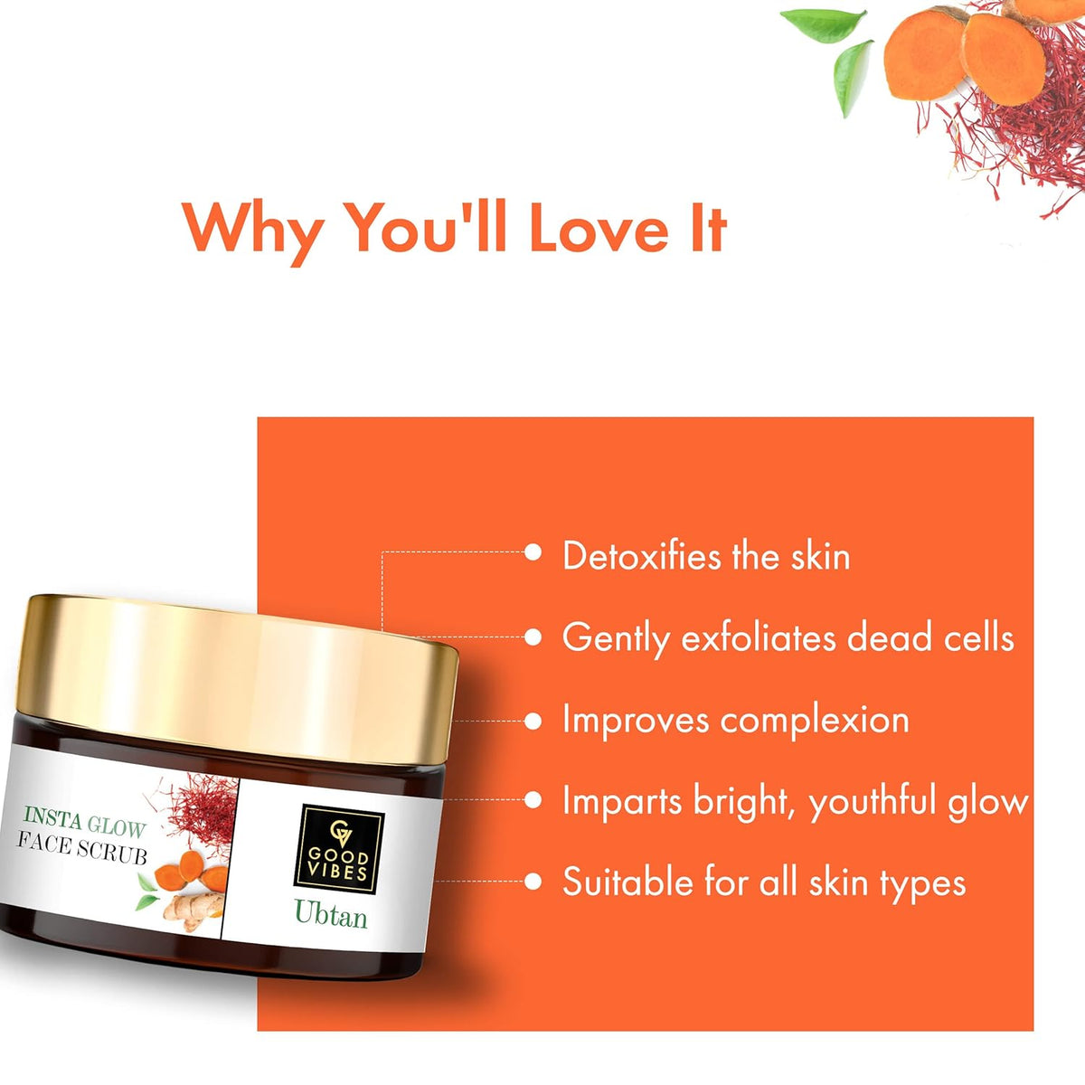 Good Vibes Ubtan Insta Glow Face Scrub - 50 gm Exfoliator - Image 2