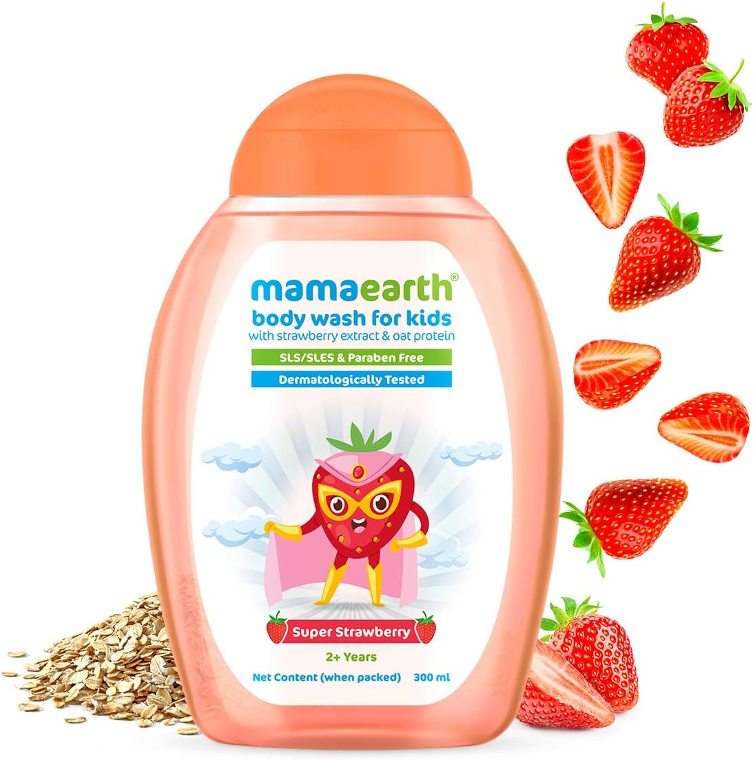 Mamaearth Super Strawberry Body Wash for Kids - with Strawberry & Oat Protein, 300 ml - Image 2
