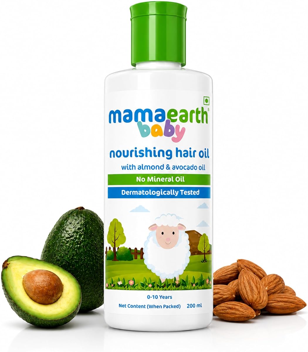 Mamaearth Nourishing Baby Hair Oil - Almond, Avocado & Coconut Blend, 200ml - Image 2