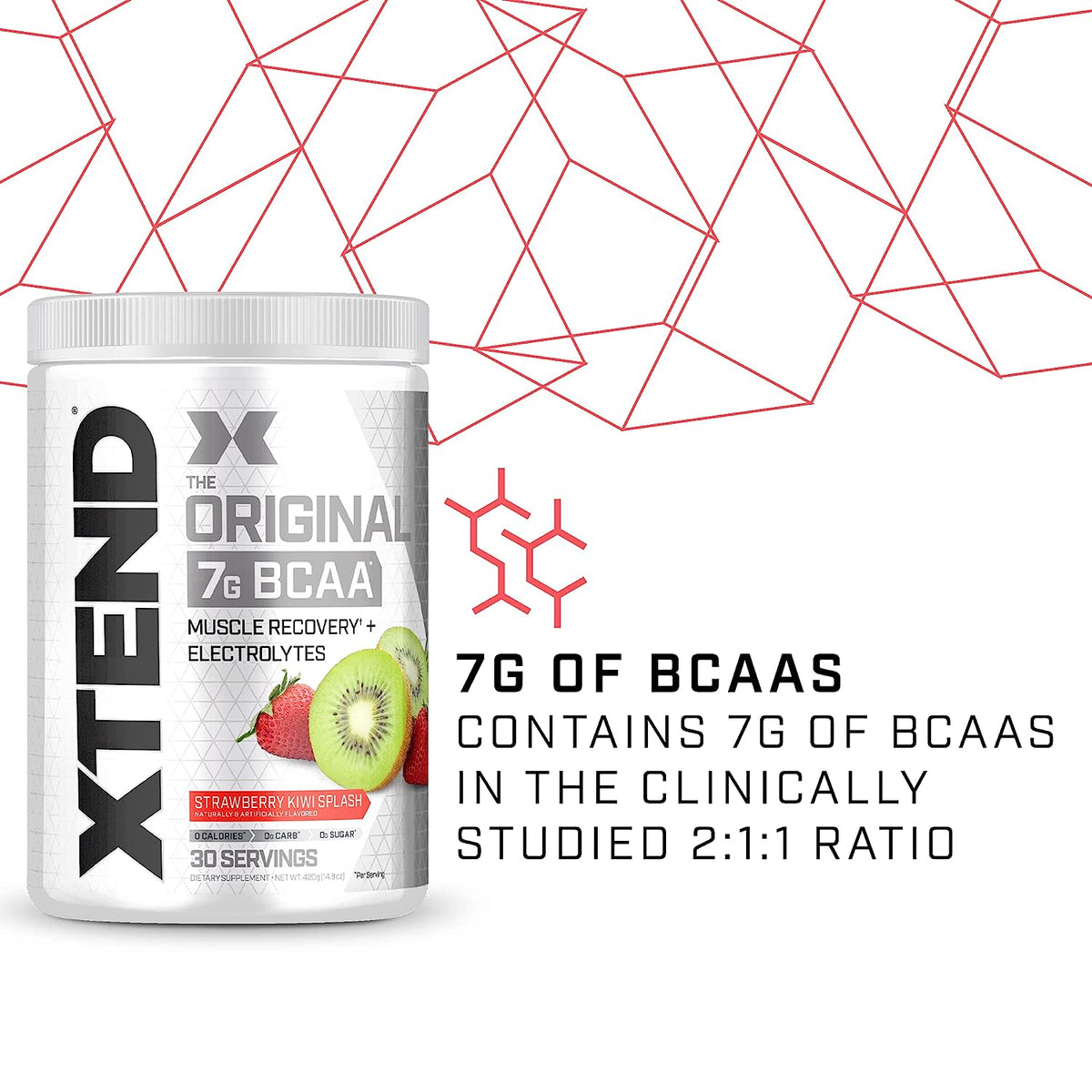 XTEND Strawberry Kiwi BCAA - Sports Nutrition Powder - 30 Servings - Image 3