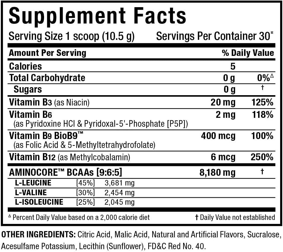 Allmax Nutrition Aminocore BCAA Powder Fruit Punch - 315g - Image 7
