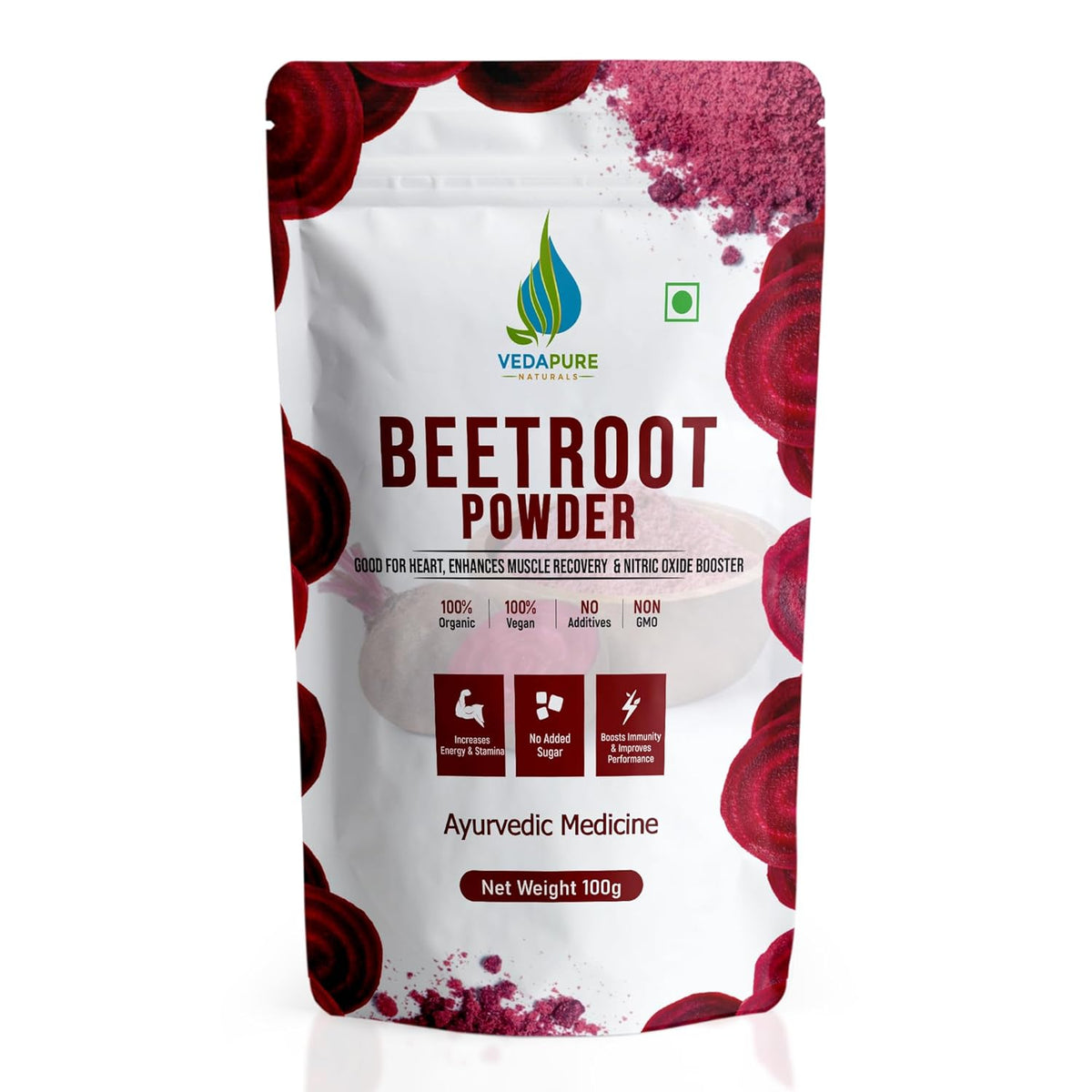 Vedapure Beetroot Powder - Herbal & Ayurvedic, 100 Gram