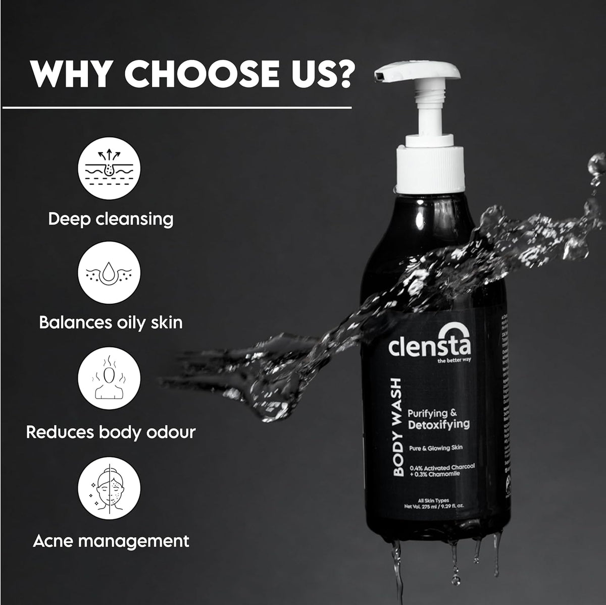Clensta Purifying Body Wash - Body Care, 275ml - Image 4