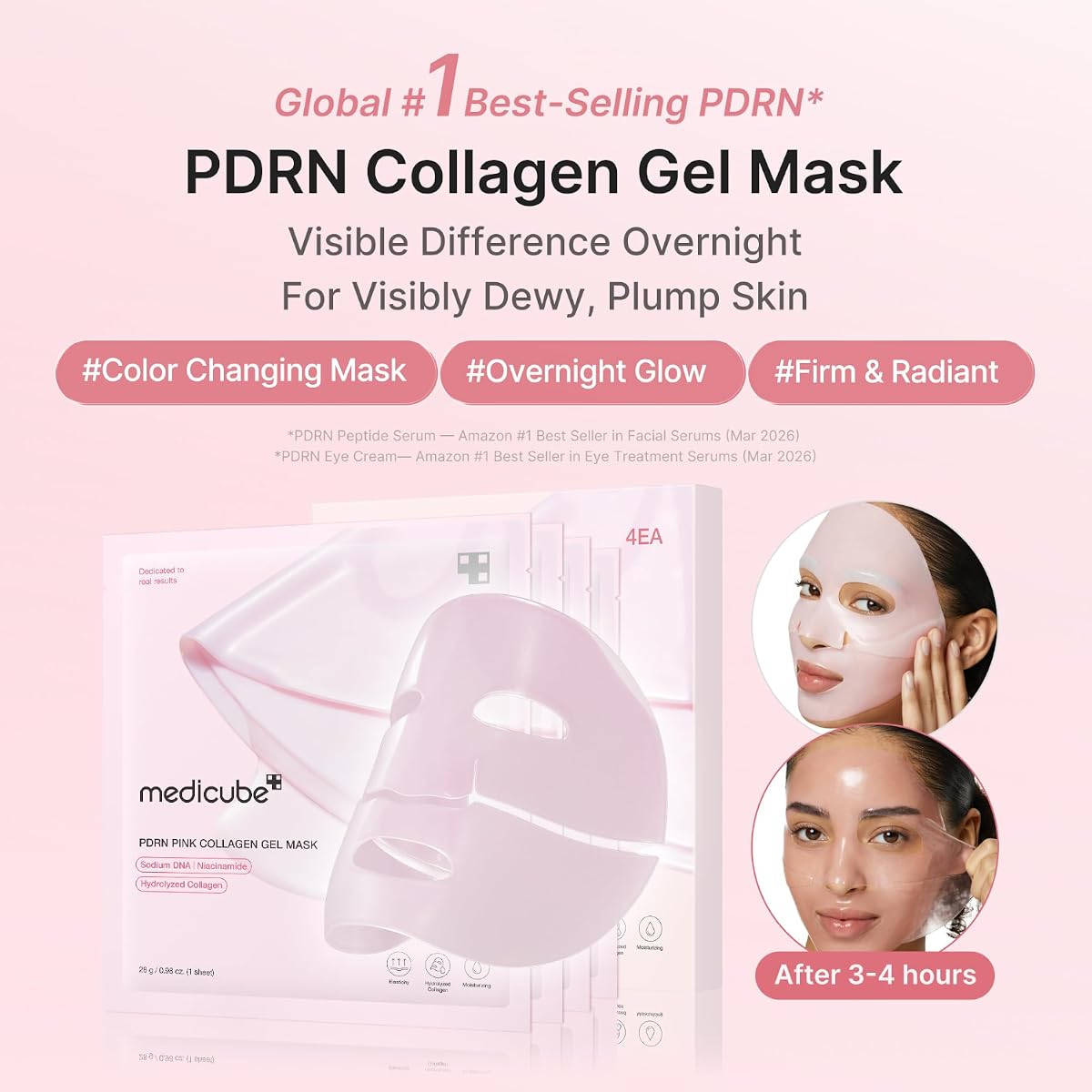 Medicube Salmon DNA PDRN Pink Collagen Gel Mask - Overnight Face Mask, 28g, 4 Pack - Image 2