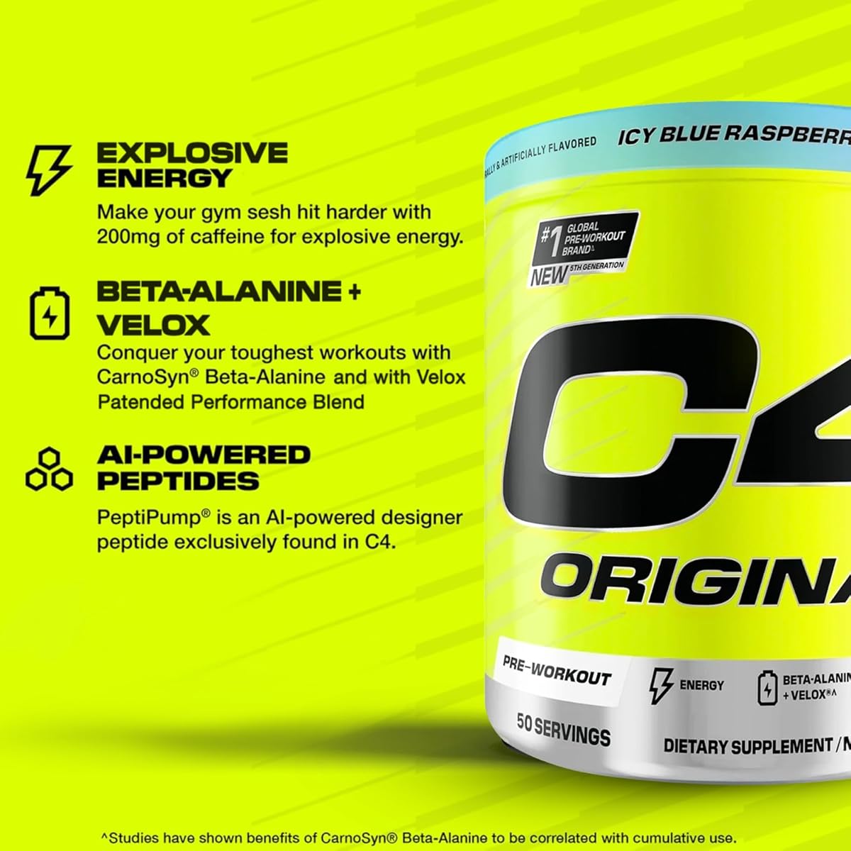 Cellucor C4 Icy Blue Raspberry Pre Workout Powder - 50 Servings - Image 3