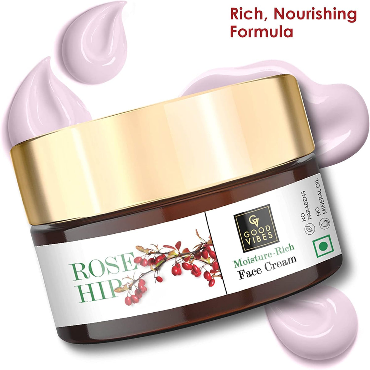 Good Vibes Rosehip Moisture Rich Face Cream - 100g - Image 5