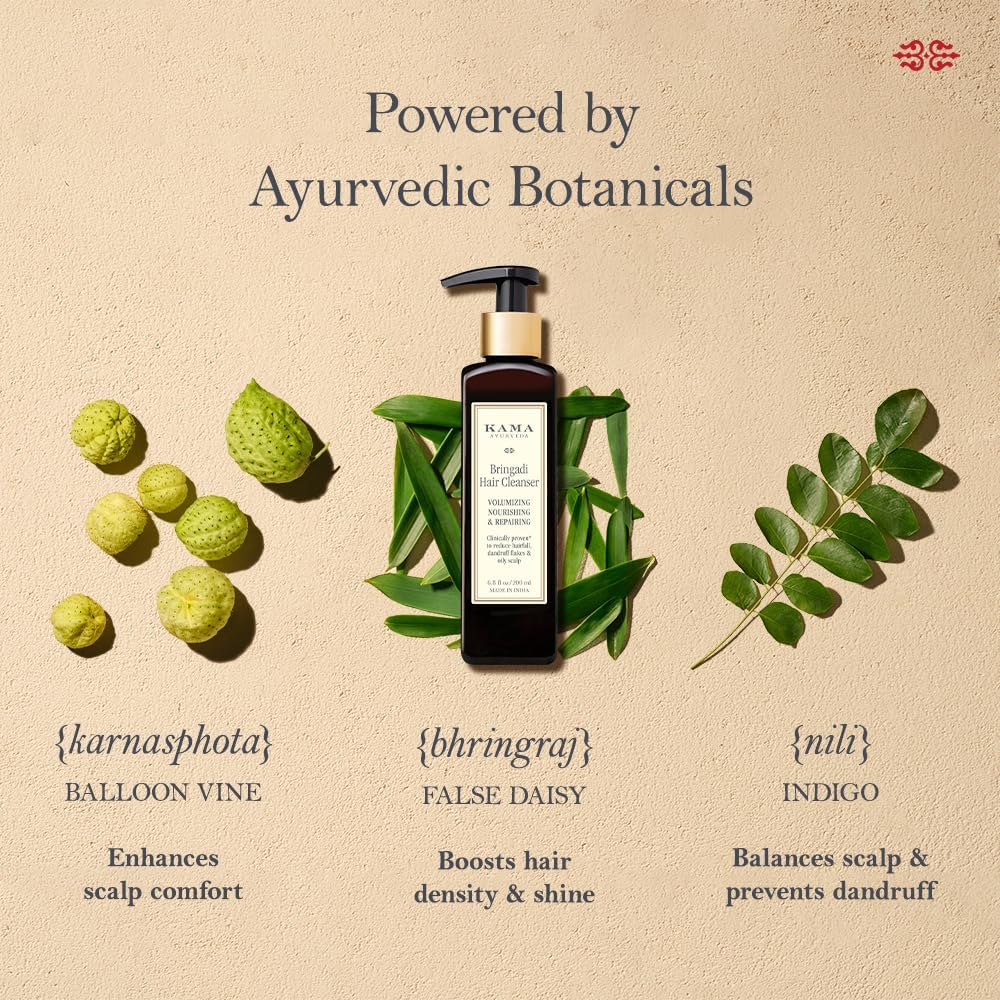 Kama Ayurveda Bringadi Hair Cleanser - Sulphate-Free, Ayurvedic Formula - 200ml - Image 4