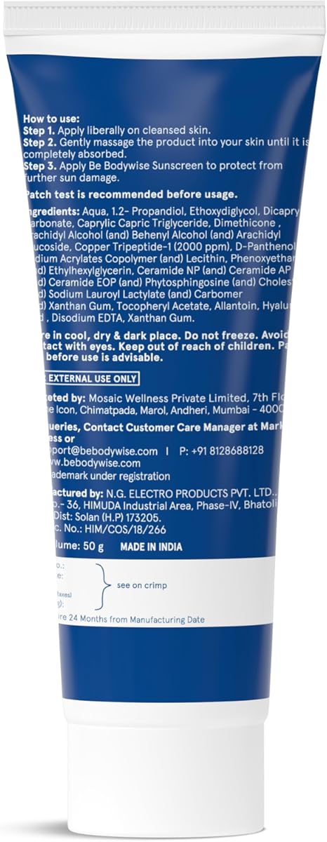 Be Bodywise 1% Peptide & Ceramide Face Moisturizer - 50g - Image 2