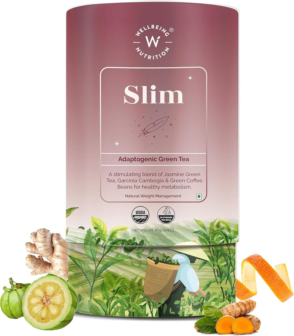 Wellbeing Nutrition Slim Adaptogenic Green Tea - 40g