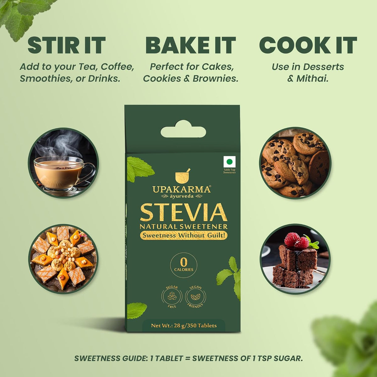 Upakarma Stevia Tablets - Herbal & Ayurvedic Sweetener, 350 Count - Image 4