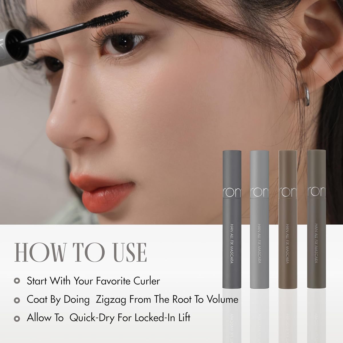Rom&Nd Han All Fix Mascara - Long Hazel - Smudge-Free Definition, 8g - Image 5