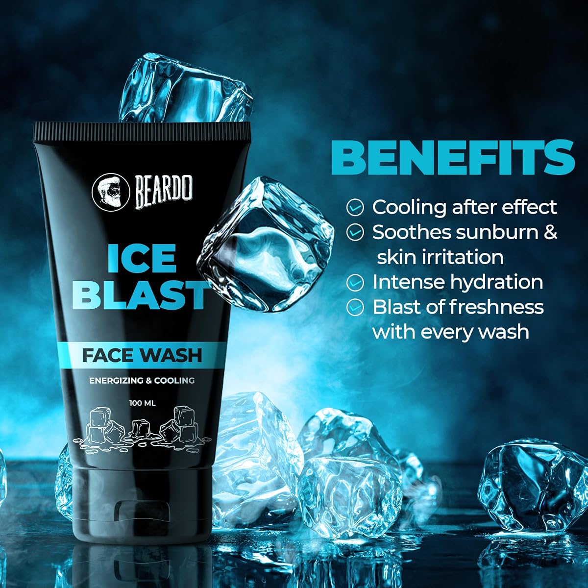 Beardo Ice Blast Face Cleanser with Aloe Vera & Vitamin E - 100ml - Image 3