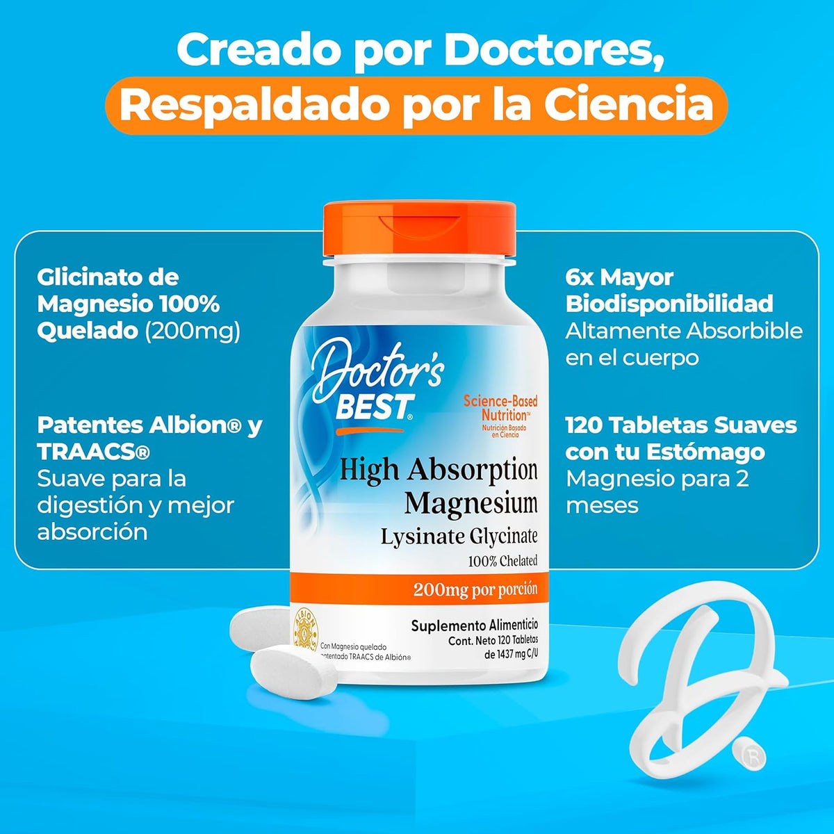 Dr Best High Absorption Magnesium 105mg, 120 Veg Capsules - Image 2