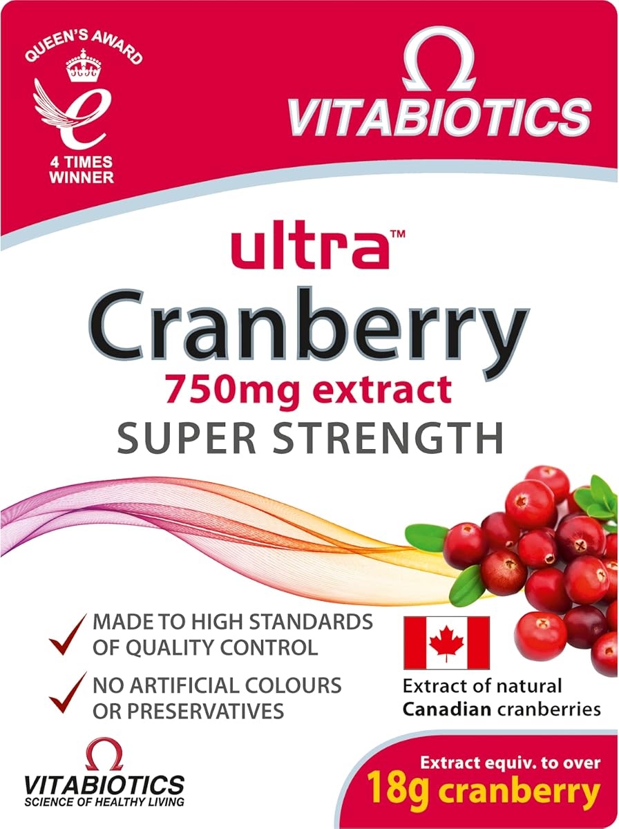 Vitabiotics Ultra Cranberry 750mg Tablets - High Potency Urinary Support, 30 Pack
