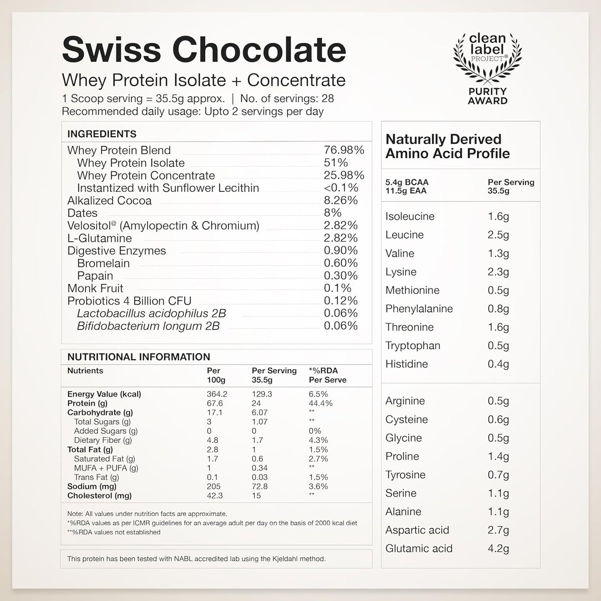 Wellbeing Nutrition Whey Protein Blend Swiss Chocolate - 1kg - Image 6