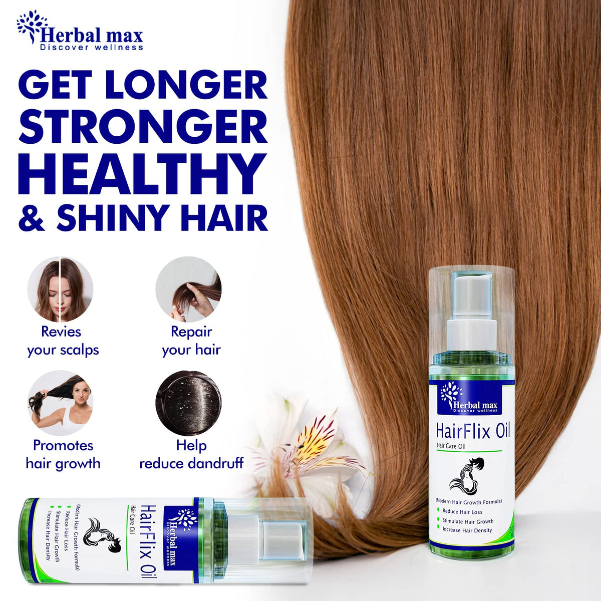 Herbal Max Bhringraj Hair Oil - SLS, Mineral Oil & Paraben Free - 100ml - Image 2