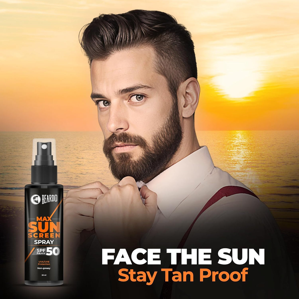 Beardo Max Sunscreen Spray SPF50 - Sun Care Protection, 50ml - Image 2