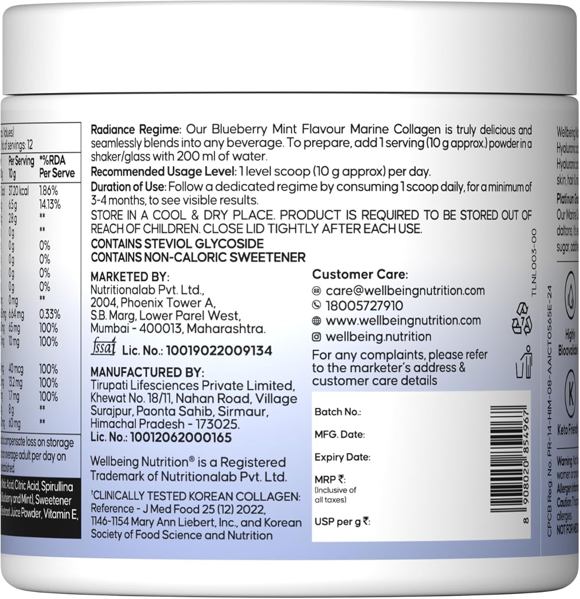 Wellbeing Nutrition Marine Collagen Powder - Mixed Berry, 120g - Image 8