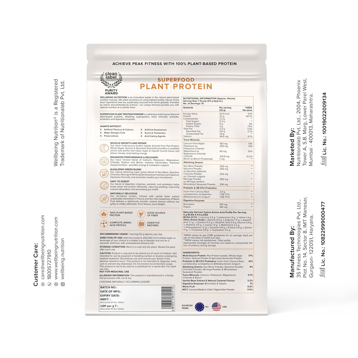 Wellbeing Nutrition Superfood Plant Protein - French Vanilla Caramel, 907g, 28 Servings - Image 8