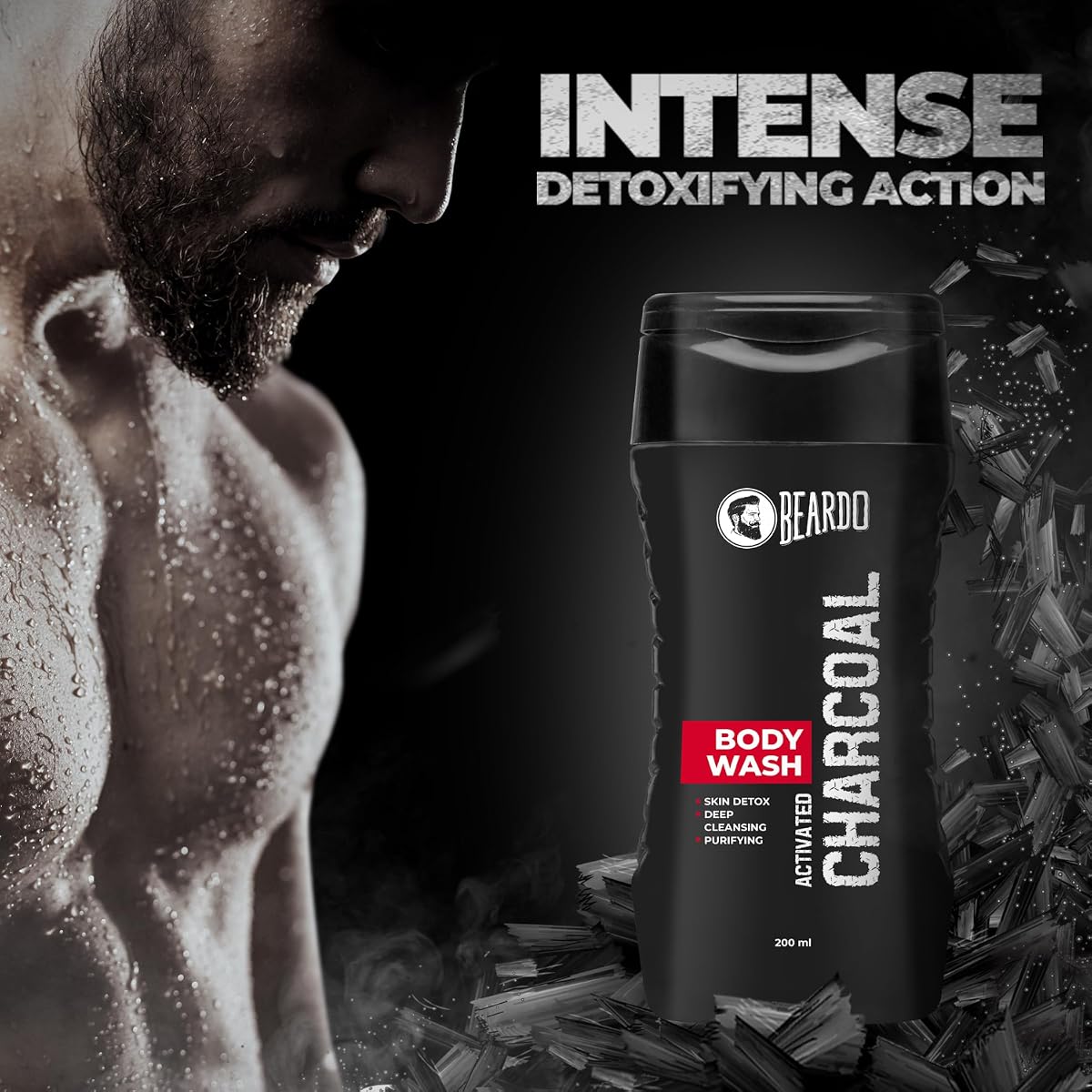 Beardo Charcoal Body Wash - Activated Charcoal Formula - 200ml - Image 2
